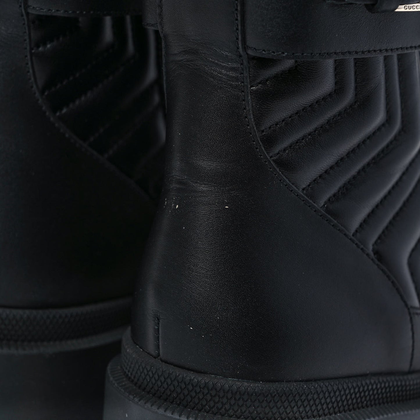 Nappa Frances GG Matelasse Platform Combat Boots 37 Black