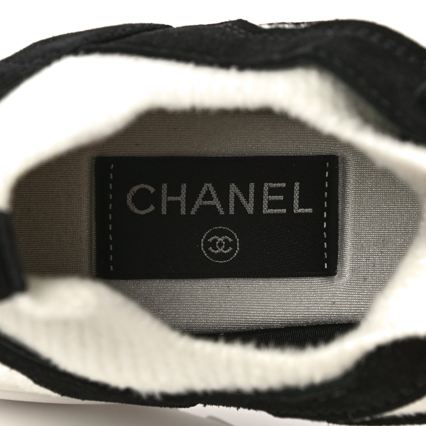 Fabric Suede Calfskin CC Sneakers 39.5 White Black