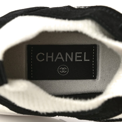 Chanel Fabric Suede Calfskin CC Sneakers 39.5 White Black 8 of 10