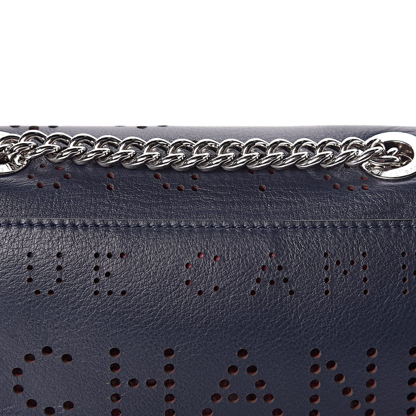 Calfskin Tweed Eyelet Flap Bag Navy