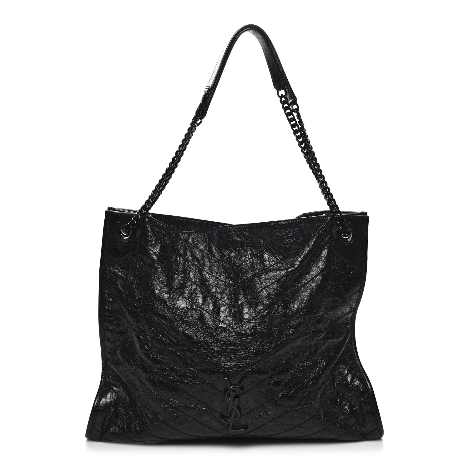 Saint Laurent Crinkled Calfskin Matelasse Monogram Large Niki Shopper Tote Black 1 of 12