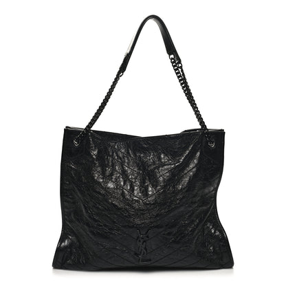 Saint Laurent Crinkled Calfskin Matelasse Monogram Large Niki Shopper Tote Black 1 of 12