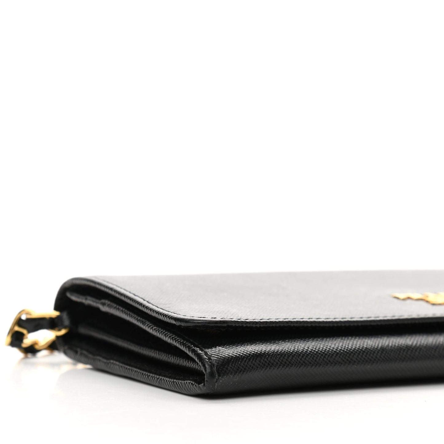 Saffiano Metal Oro Chain Wallet Black