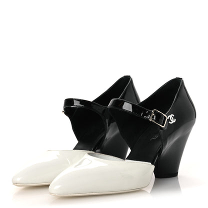 Chanel Patent Calfskin CC Pumps 37 White Black 4 of 12