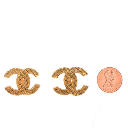 Chanel CC Quilted Clip On Earrings Gold 2 of 6
