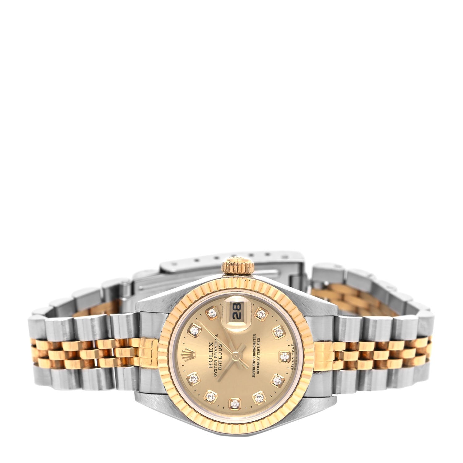 Rolex Stainless Steel 18K Yellow Gold Diamond 26mm Oyster Perpetual Datejust Watch Champagne 79173 2 of 4