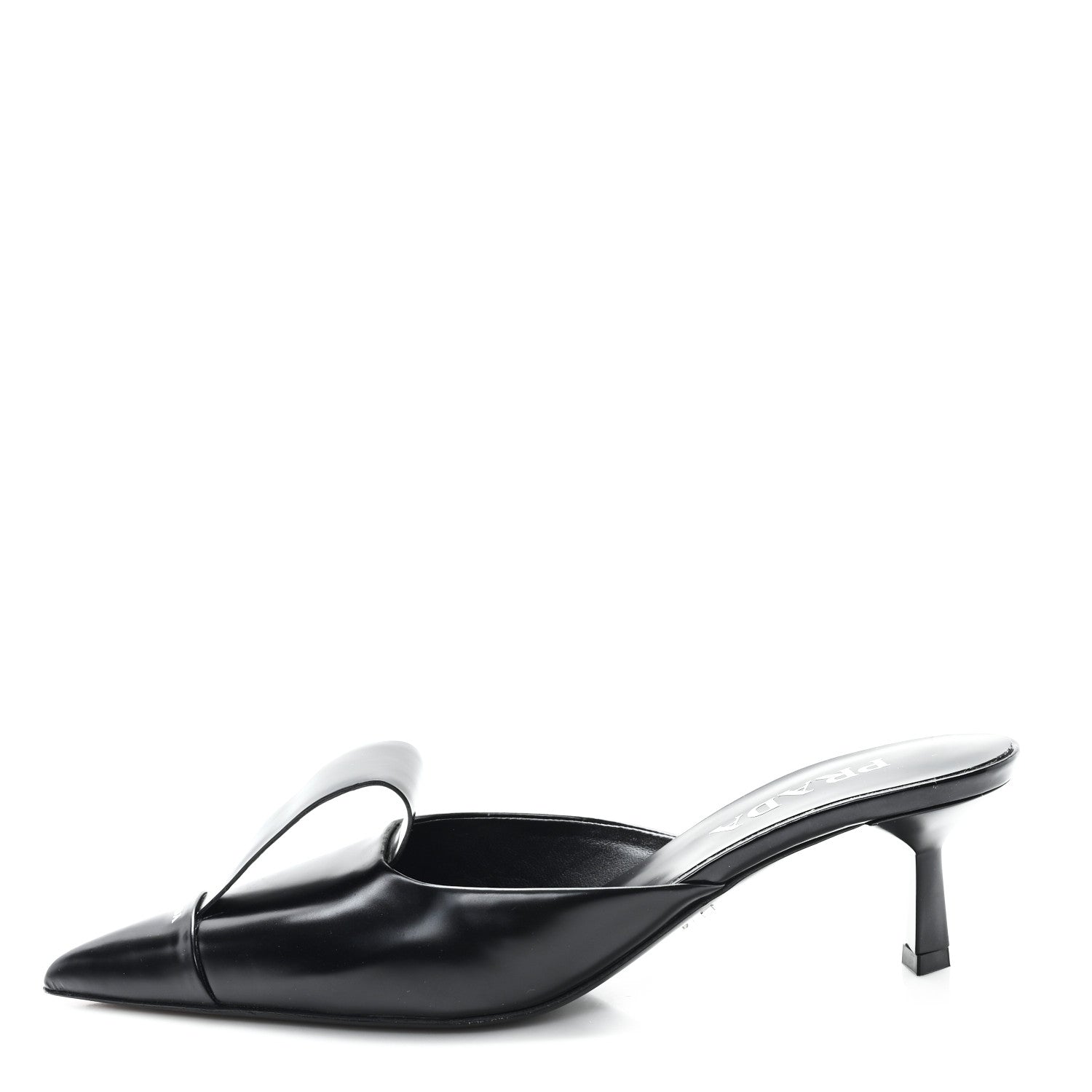 Prada Spazzolato Logo Pointed Toe 55mm Mules 37 Black 1 of 8