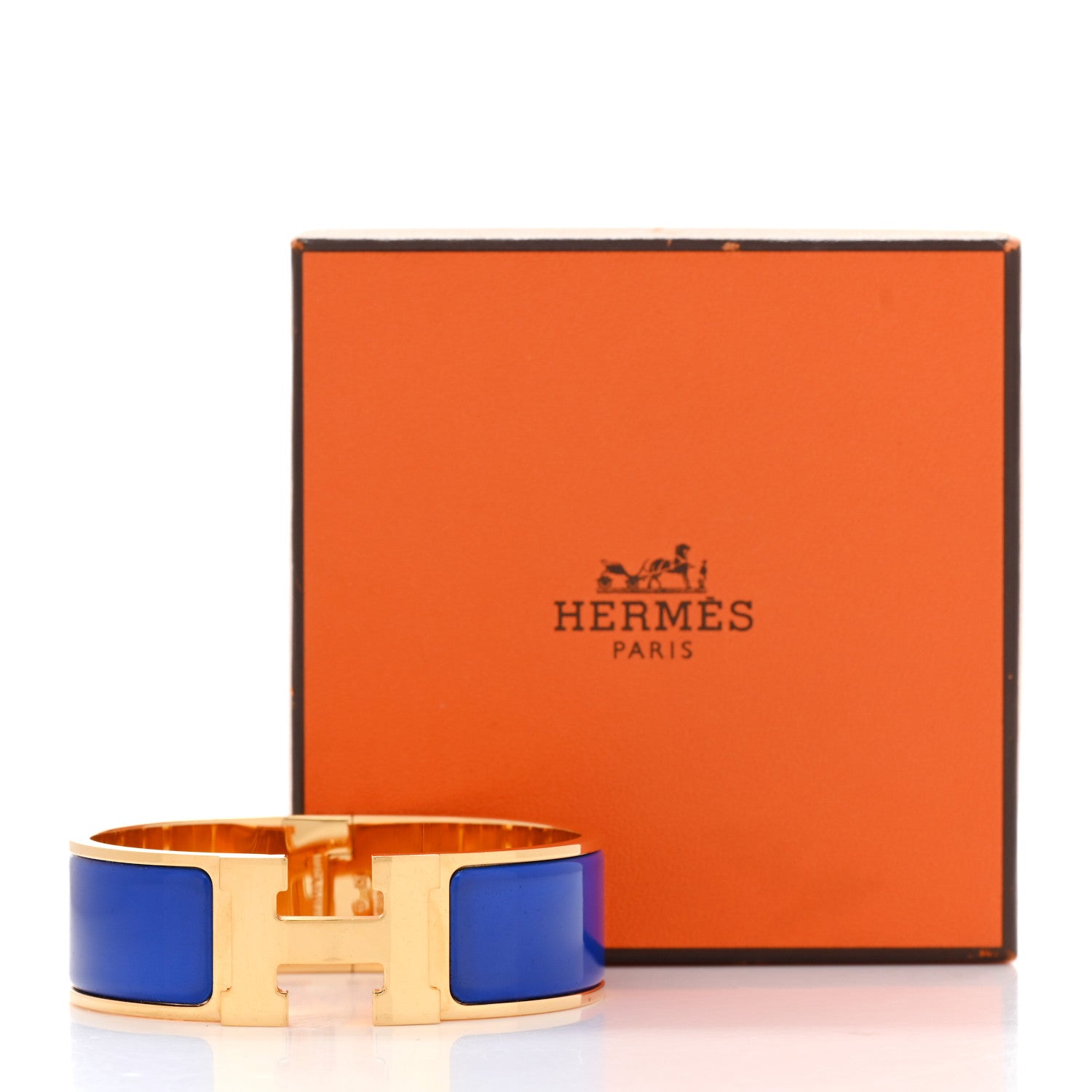 Hermes Enamel Wide Clic Clac H Bracelet GM Bleu Royal 1848263