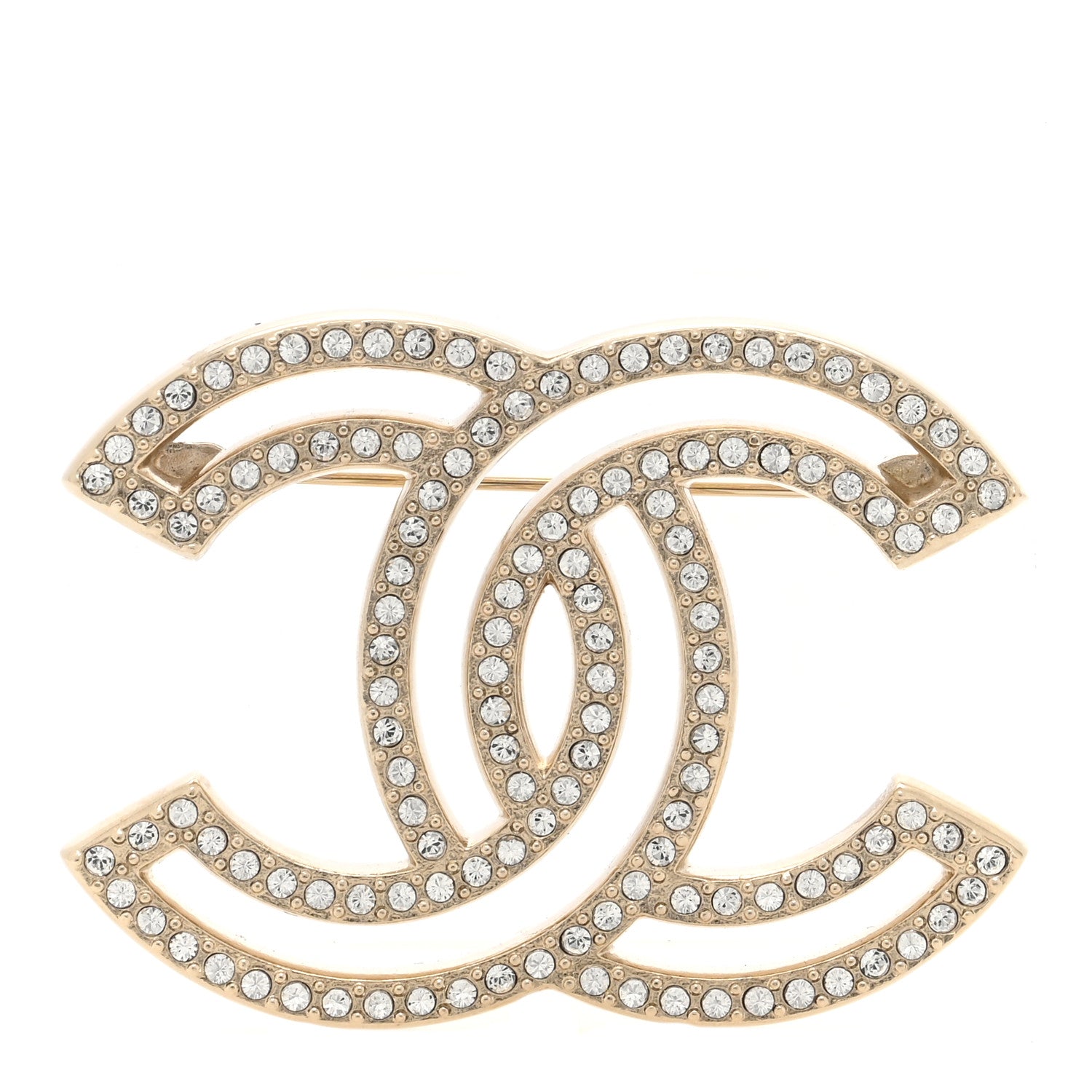 Chanel Metal Crystal CC Brooch Gold 1 of 3