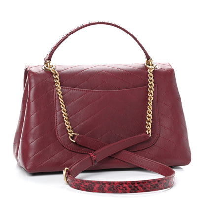 Chanel Grained Calfskin Stitched Chevron Medium Chic Top Handle Flap Red 2 of 8