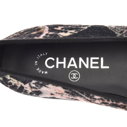 Chanel Printed Tweed Ballerina Flats 37 Black Ecru Red Green 6 of 9