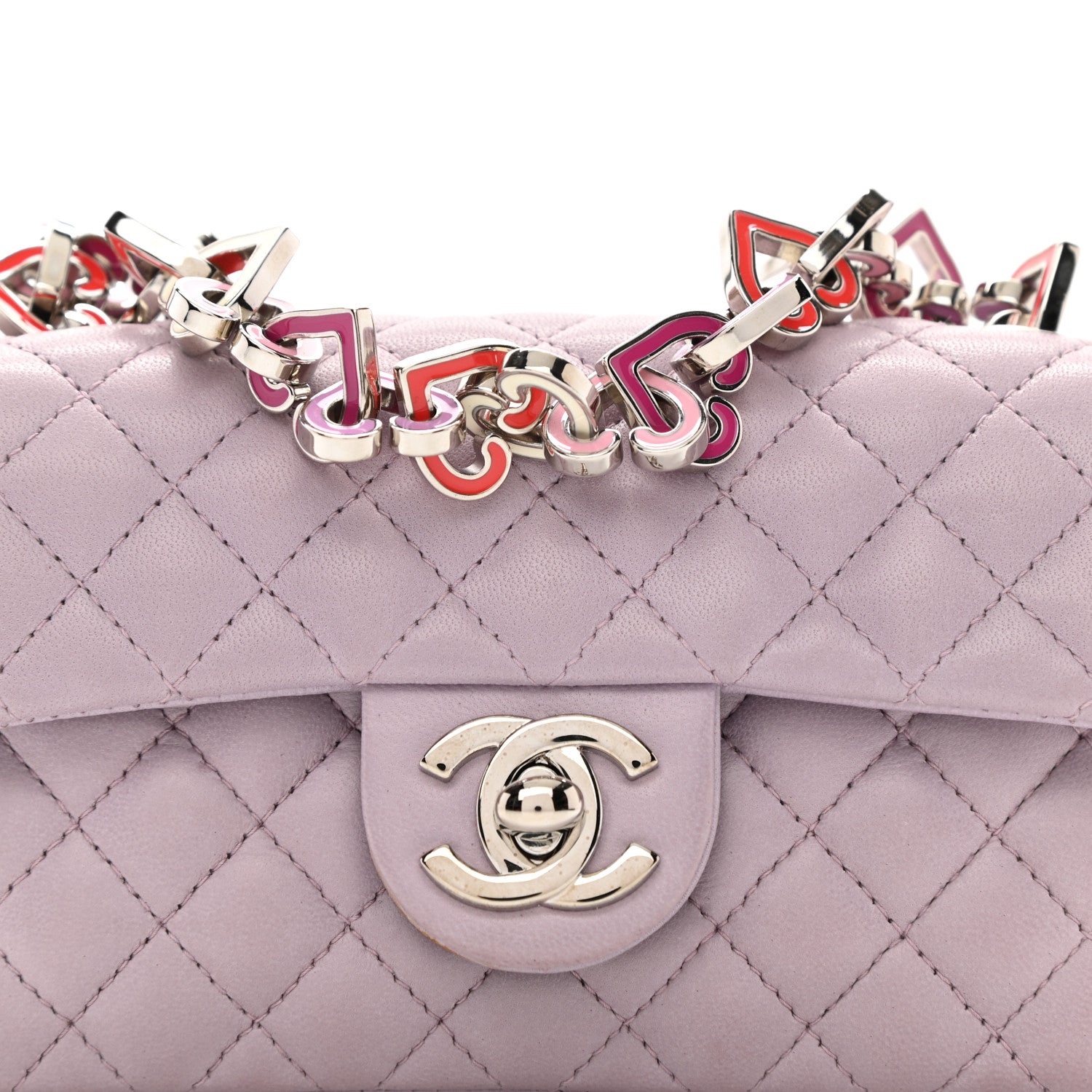 Chanel Lambskin Quilted Mini Valentine Flap Lilac 7 of 9