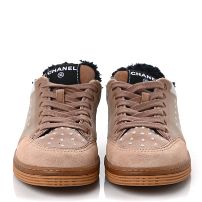 Chanel Fabric Suede Calfskin Logo Sneakers 36 Light Beige 2 of 7