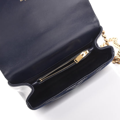 Saint Laurent Calfskin Suede Matelasse Chevron Monogram Medium College Bag Marine 5 of 10