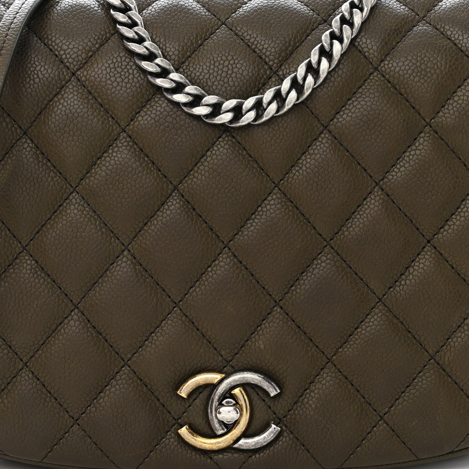 Chanel Caviar Quilted Casual Pocket Messenger Flap Khaki 8 of 12