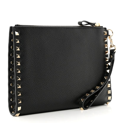 Valentino Garavani Nappa Medium Rockstud Flat Pouch Black 3 of 7