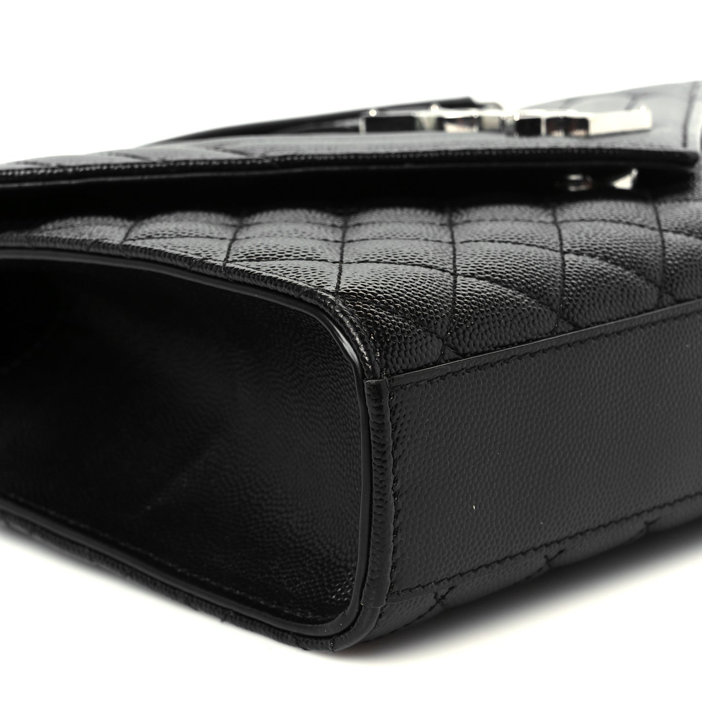 Grain De Poudre Textured Mixed Matelasse Triquilt Medium Monogram Satchel Black