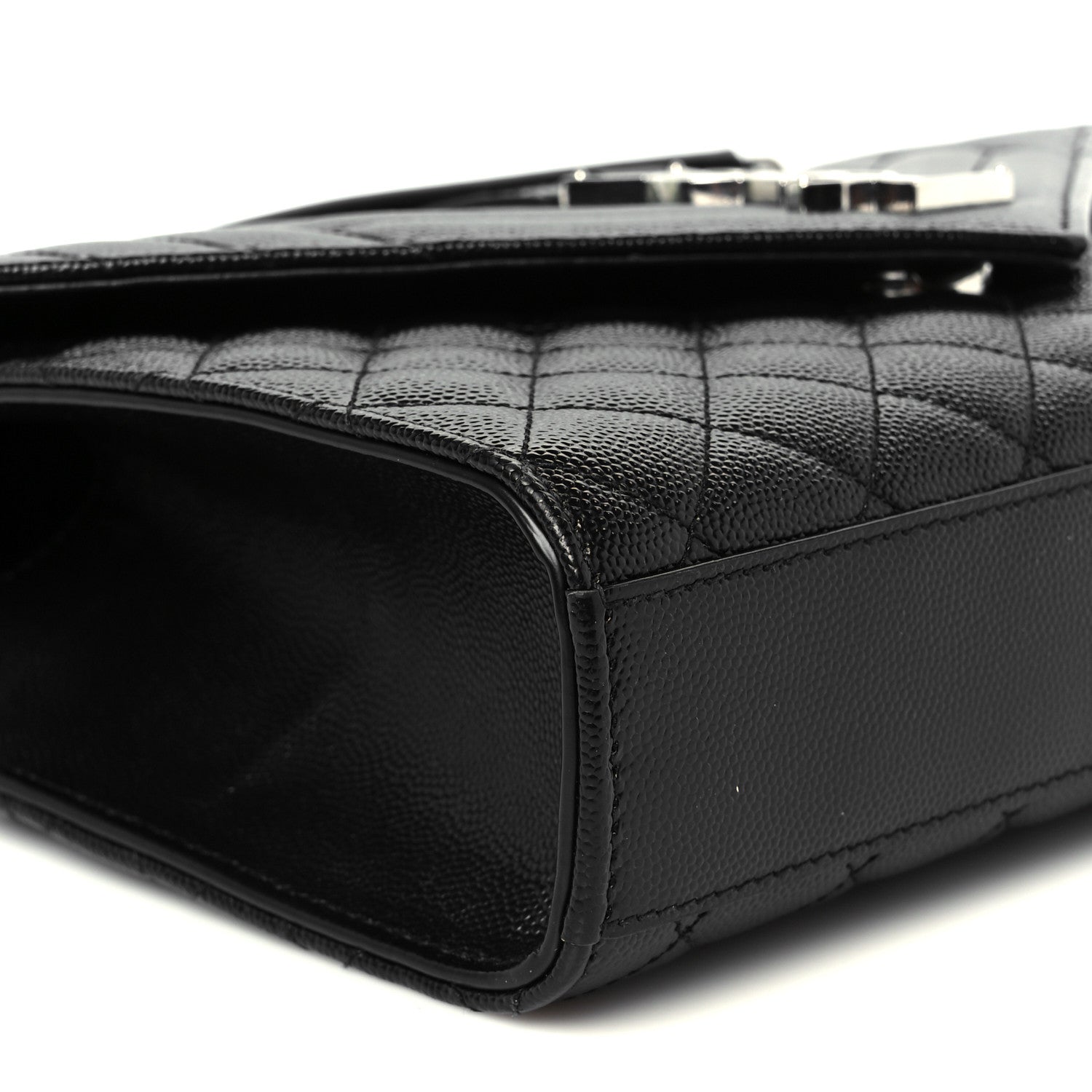 Saint Laurent Grain De Poudre Textured Mixed Matelasse Triquilt Medium Monogram Satchel Black 10 of 11