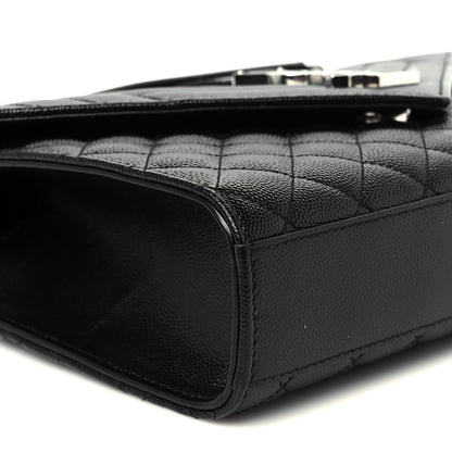 Saint Laurent Grain De Poudre Textured Mixed Matelasse Triquilt Medium Monogram Satchel Black 10 of 11