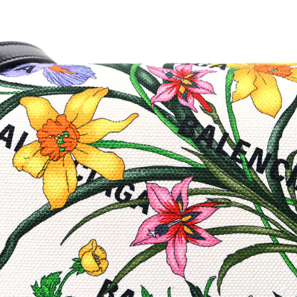 Balenciaga X GUCCI Canvas Boarded Plutone Calfskin Flora Logo Print Medium Hourglass Top Handle Bag White Multicolor Black 8 of 10
