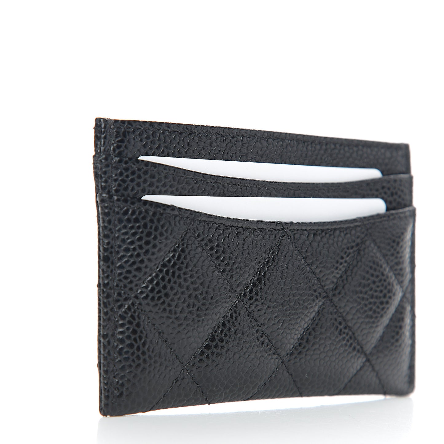 Caviar Quilted Card Holder Black
