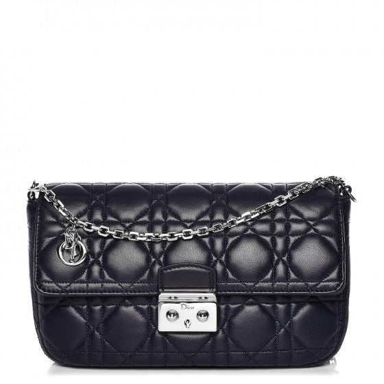 Lambskin Cannage Miss Dior Promenade Pouch Navy Blue