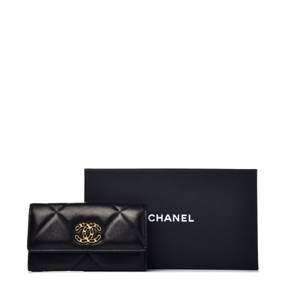Chanel Shiny Goatskin Quilted Chanel 19 Flap Wallet Black 8 of 8