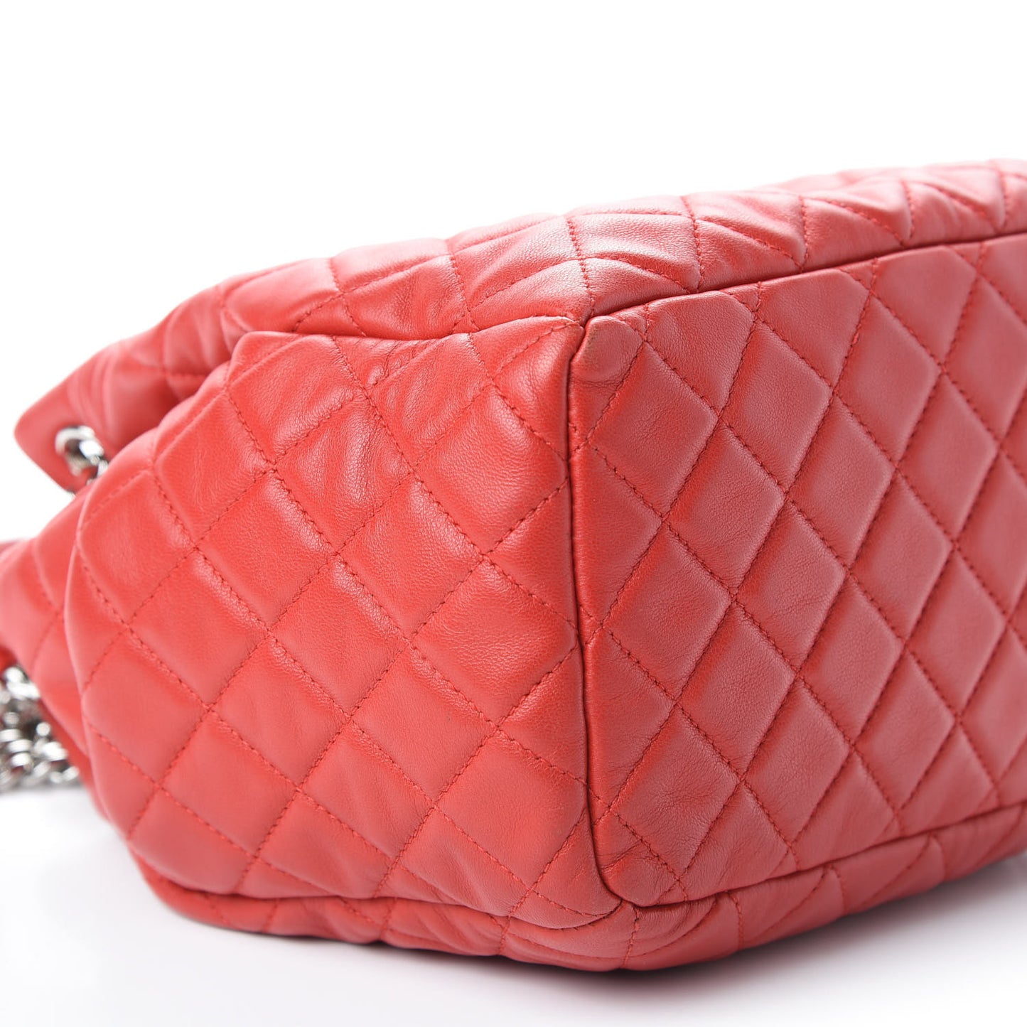 Lambskin Quilted Small CC Chain Drawstring Bucket Bag Red