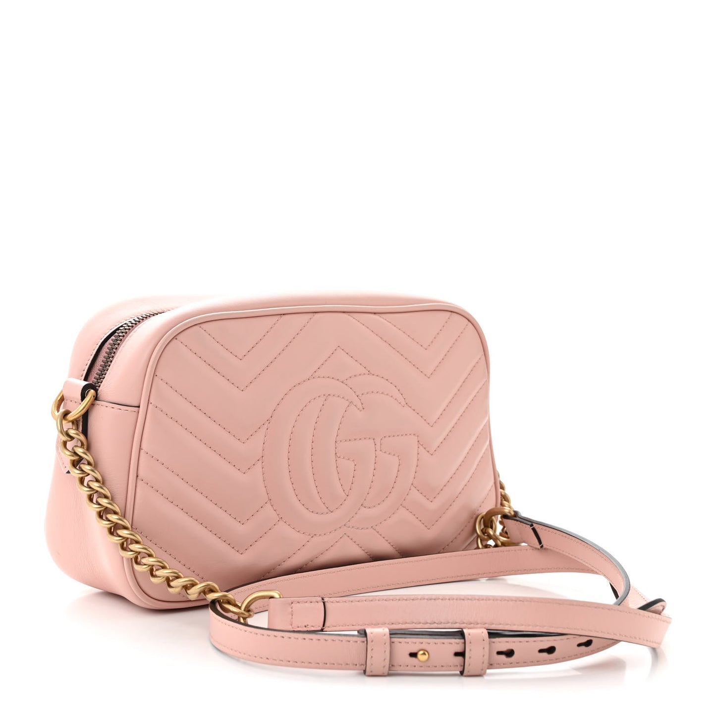 Calfskin Matelasse Small GG Marmont Chain Shoulder Bag Perfect Pink