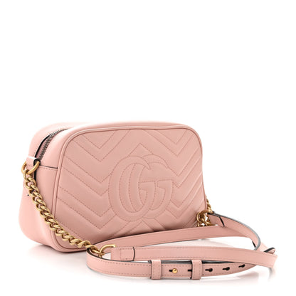 Gucci Calfskin Matelasse Small GG Marmont Chain Shoulder Bag Perfect Pink 3 of 13