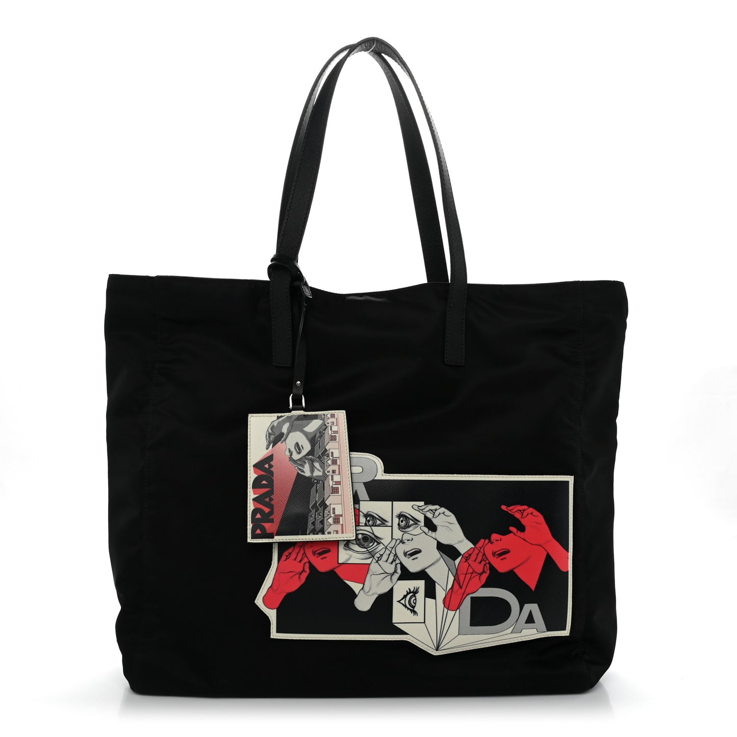 X JAMES JEAN Tessuto Nylon Patch Shopping Tote Black