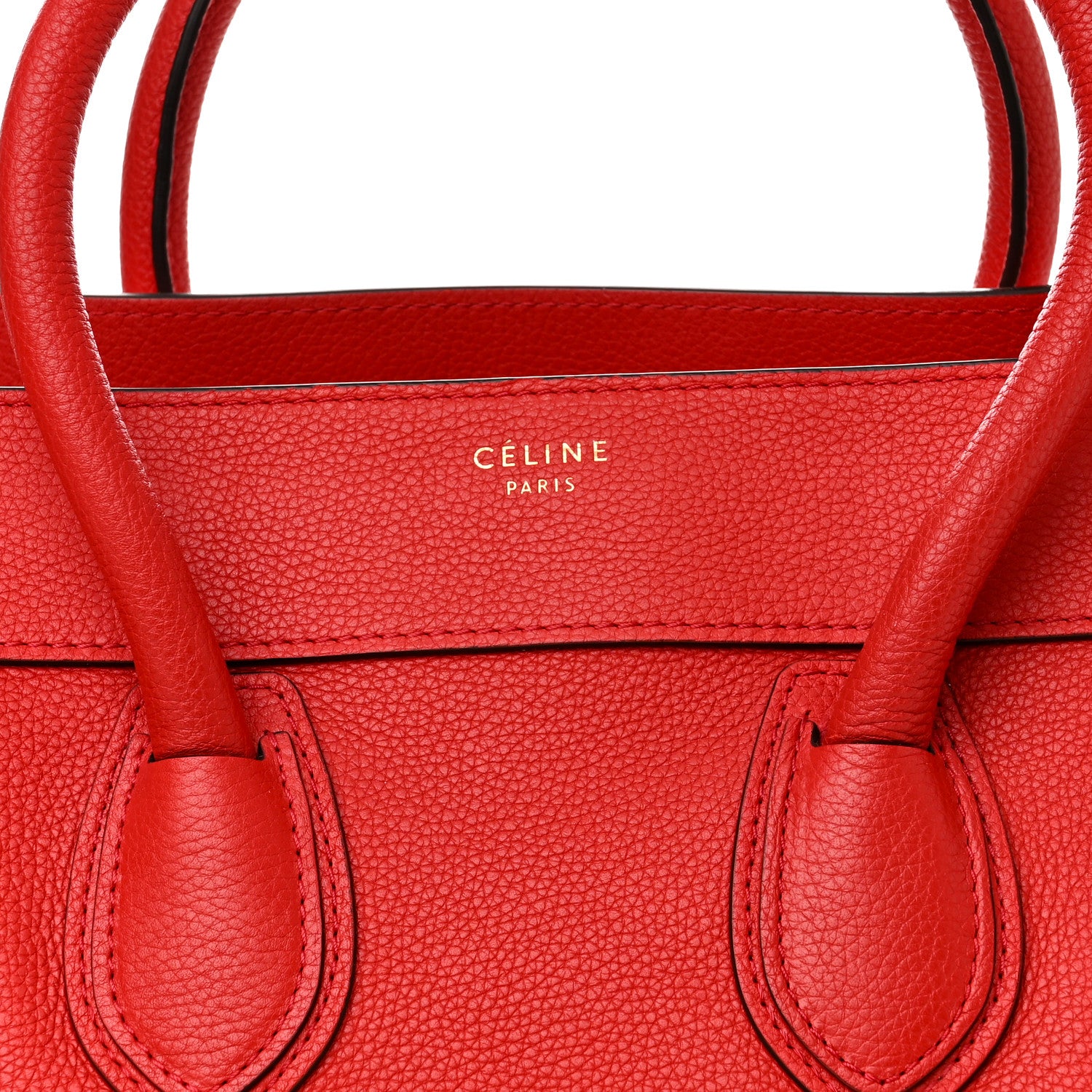 Celine Drummed Calfskin Mini Luggage Coquelicot 8 of 10