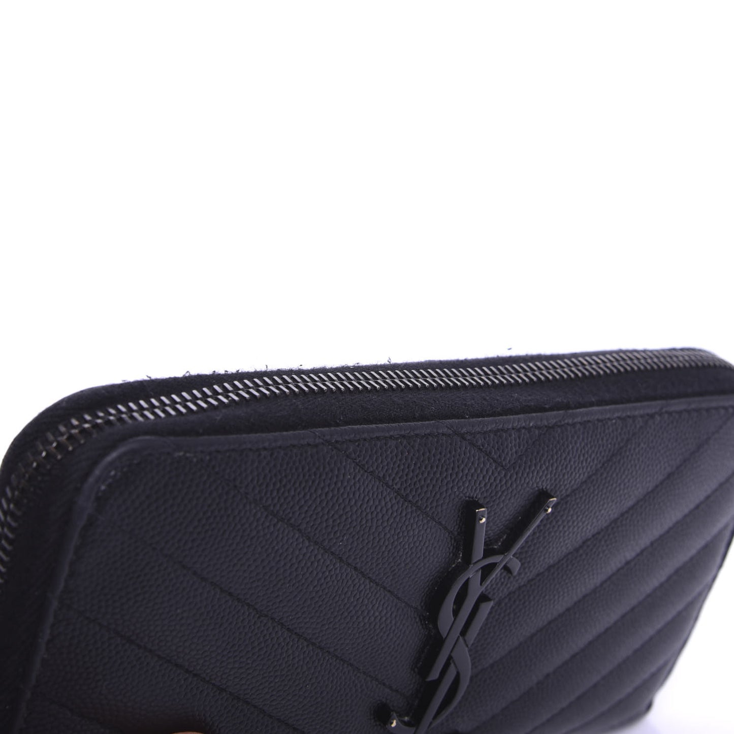 Grain De Poudre Matelasse Chevron Monogram Zip Around Wallet Black