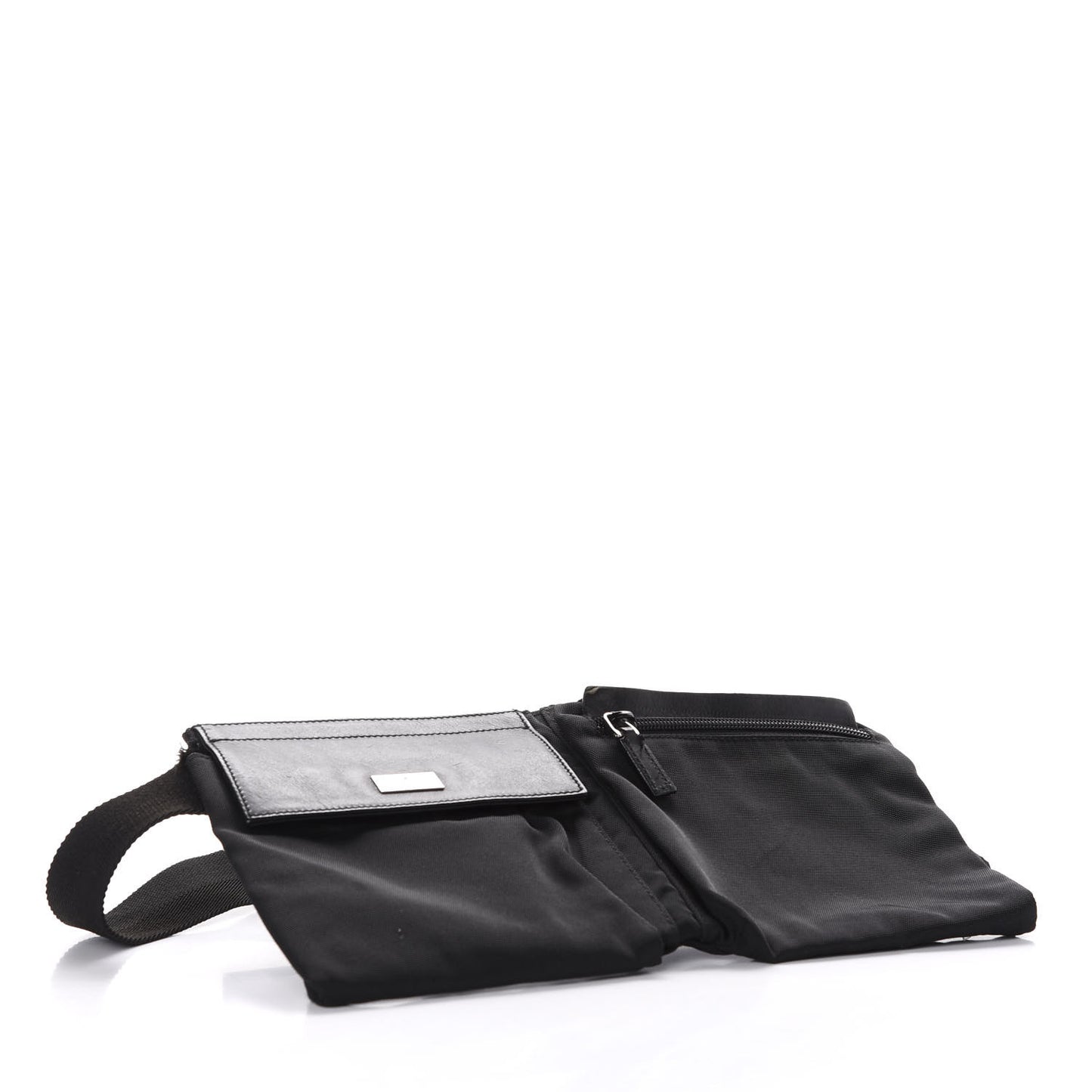 Canvas Double Pocket Belt Bag Black