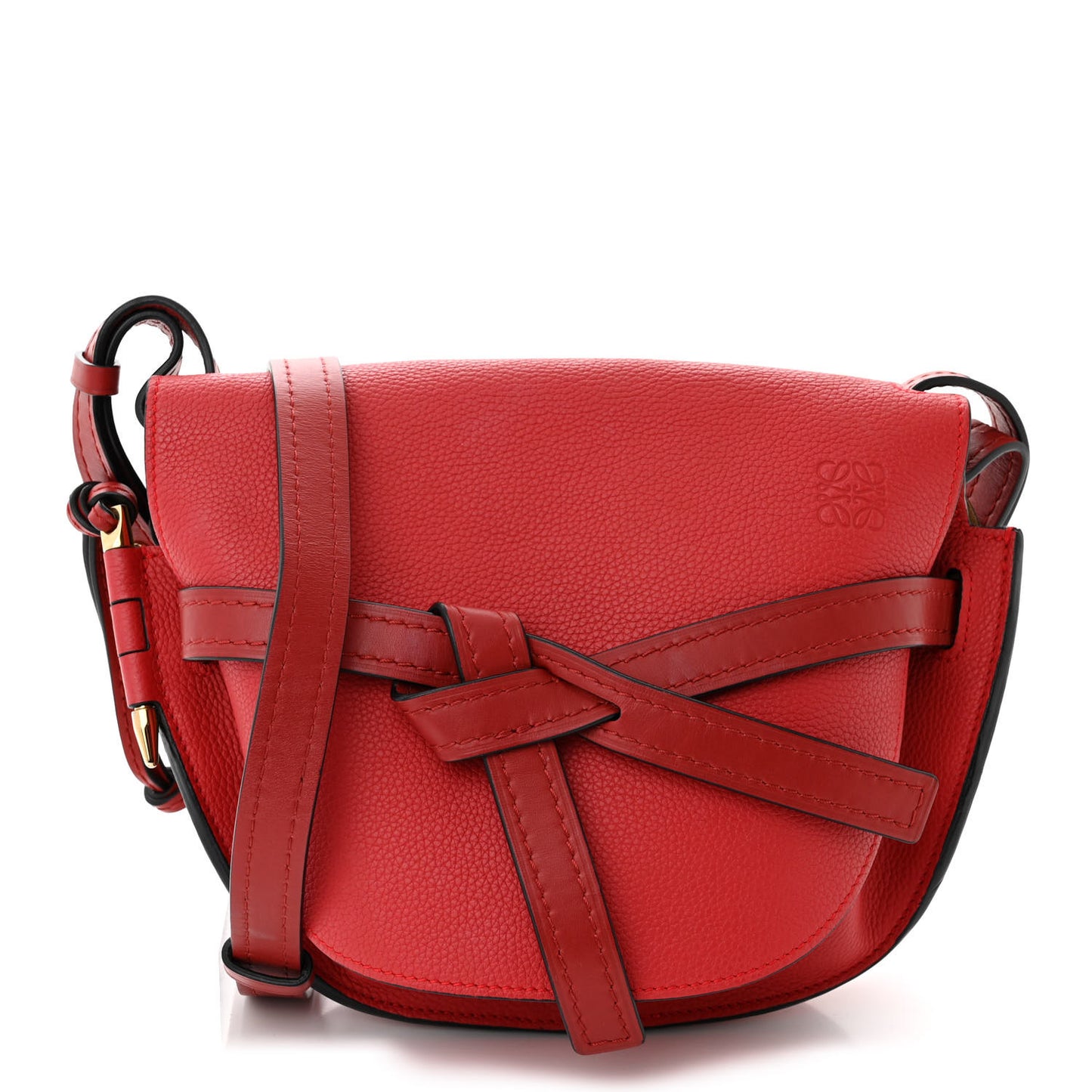 Grained Calfskin Small Gate Crossbody Bag Scarlet Burnt Red