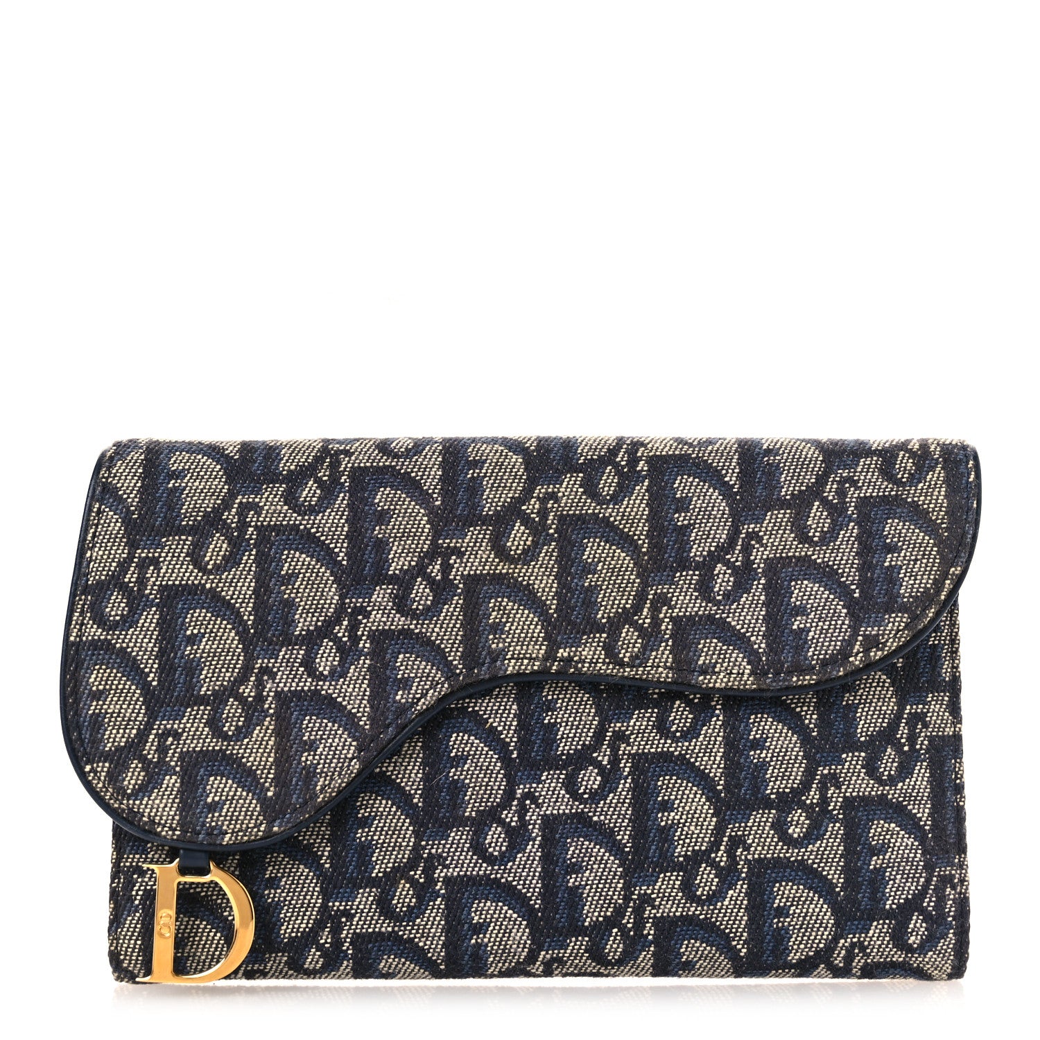 Christian Dior Monogram Saddle Large Zipped Wallet Blue 1 of 7