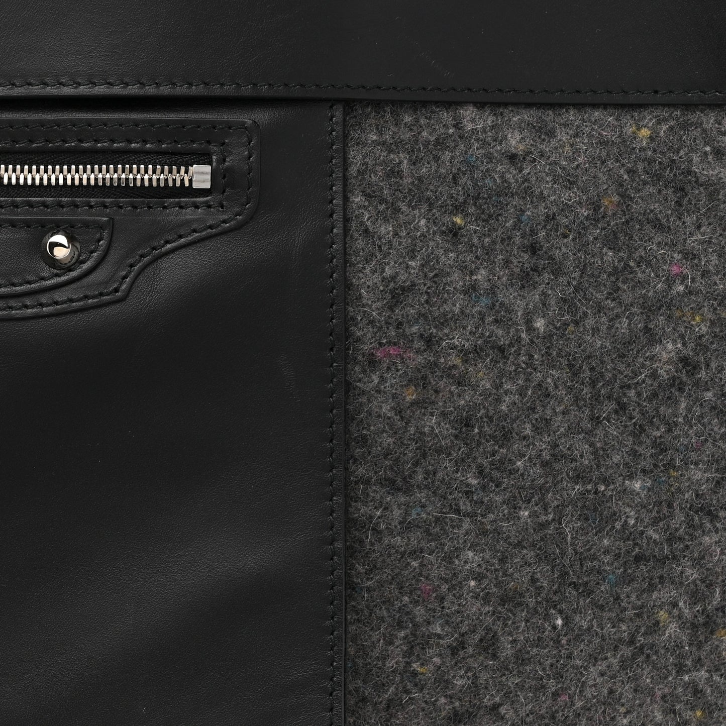 Felt Calfskin Papier A4 Tote Grey Black