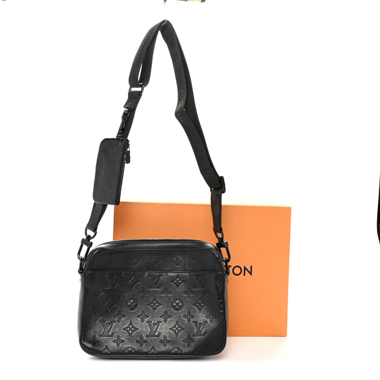 Calfskin Monogram Shadow Duo Messenger Black
