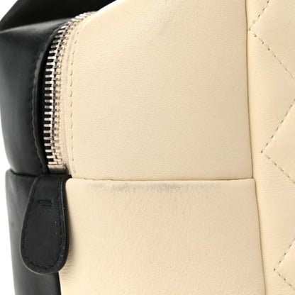 Chanel Calfskin Quilted Large Feather Weight Bowling Bag Black Ivory 14 of 21