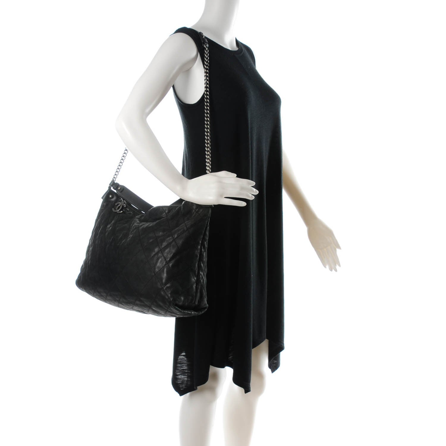 Chanel Iridescent Calfskin Coco Daily Hobo Black 2 of 7