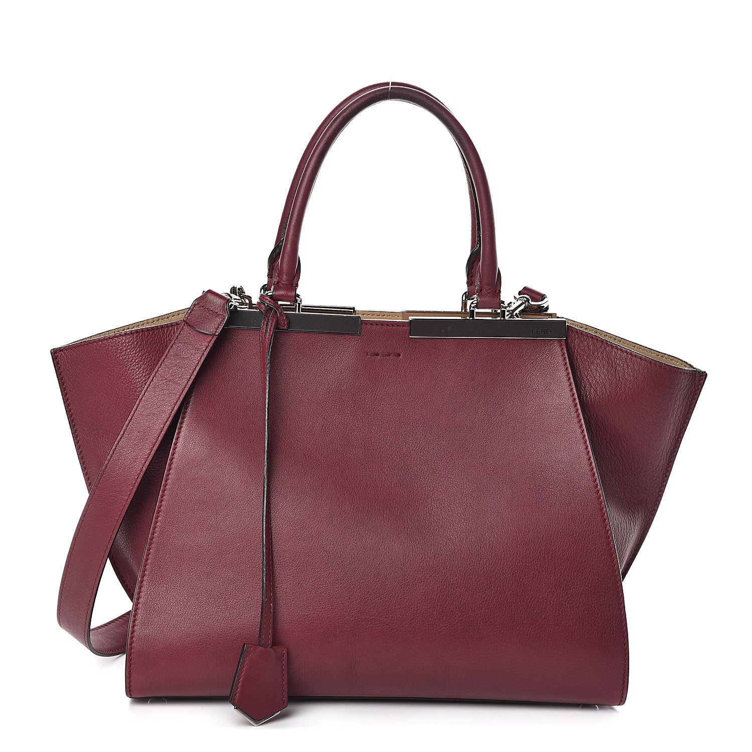 Fendi Vitello Dolce Marmol Shiny Nappa Petite 3Jours Tote Bordeaux 1 of 11
