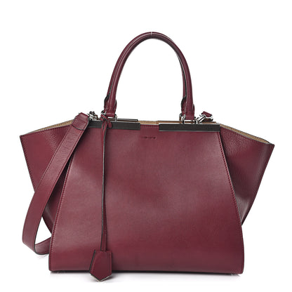 Fendi Vitello Dolce Marmol Shiny Nappa Petite 3Jours Tote Bordeaux 1 of 11