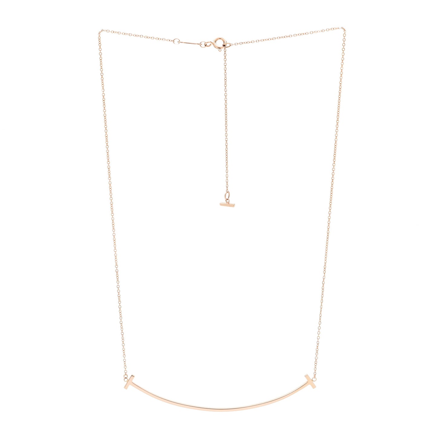 18K Rose Gold Large T Smile Pendant Necklace