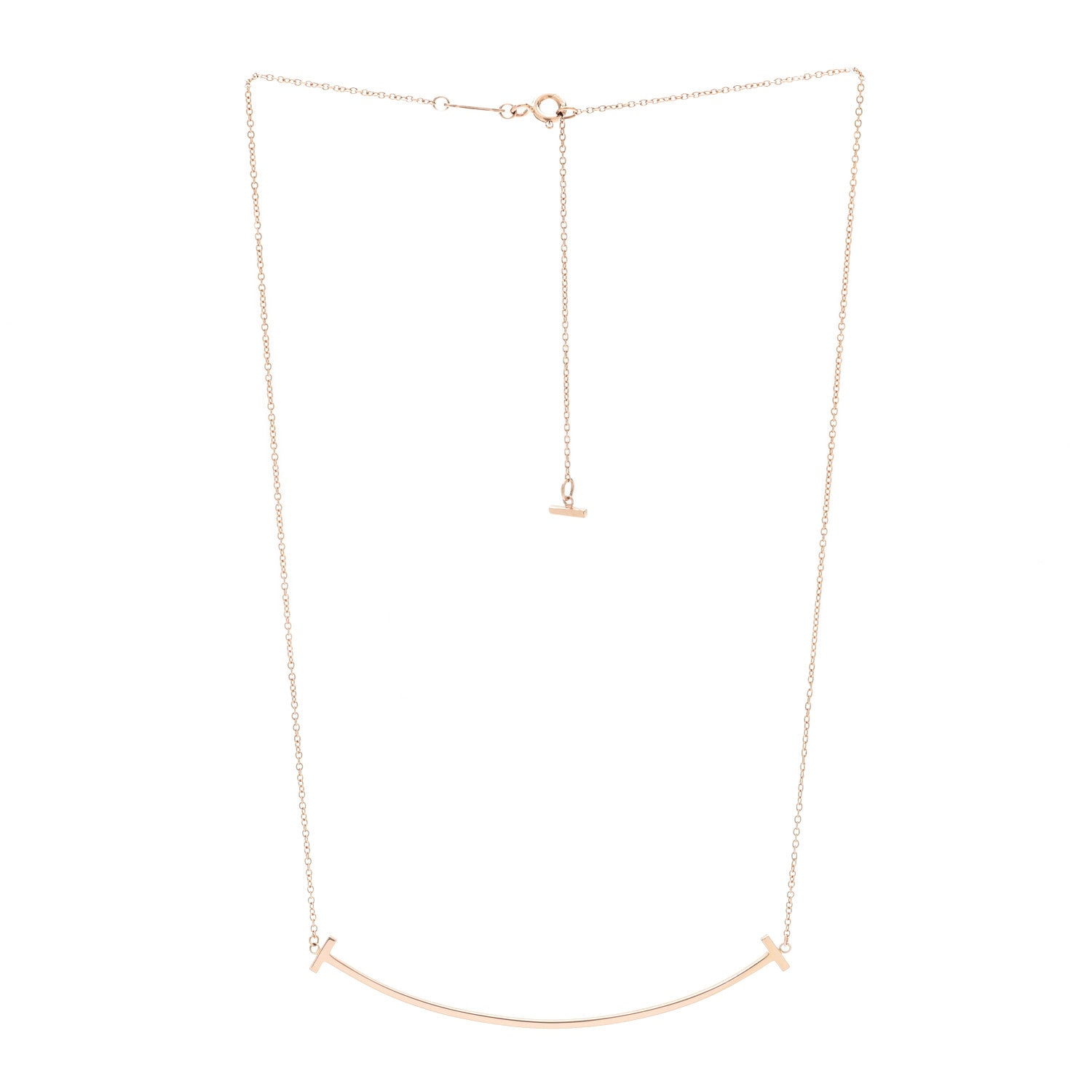 Tiffany 18K Rose Gold Large T Smile Pendant Necklace 3 of 6