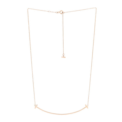 Tiffany 18K Rose Gold Large T Smile Pendant Necklace 3 of 6