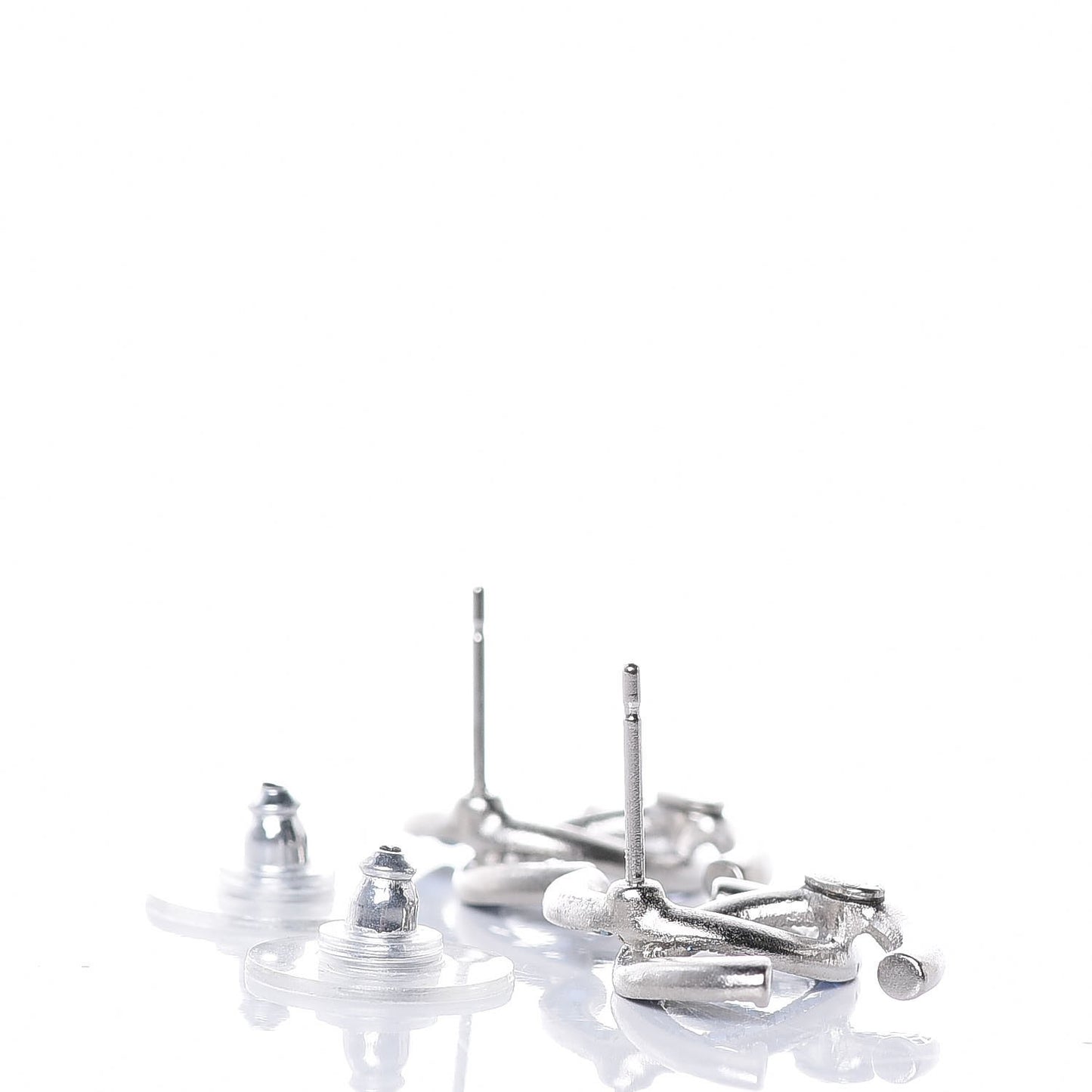 Baguette Crystal CC Earrings Silver Blue