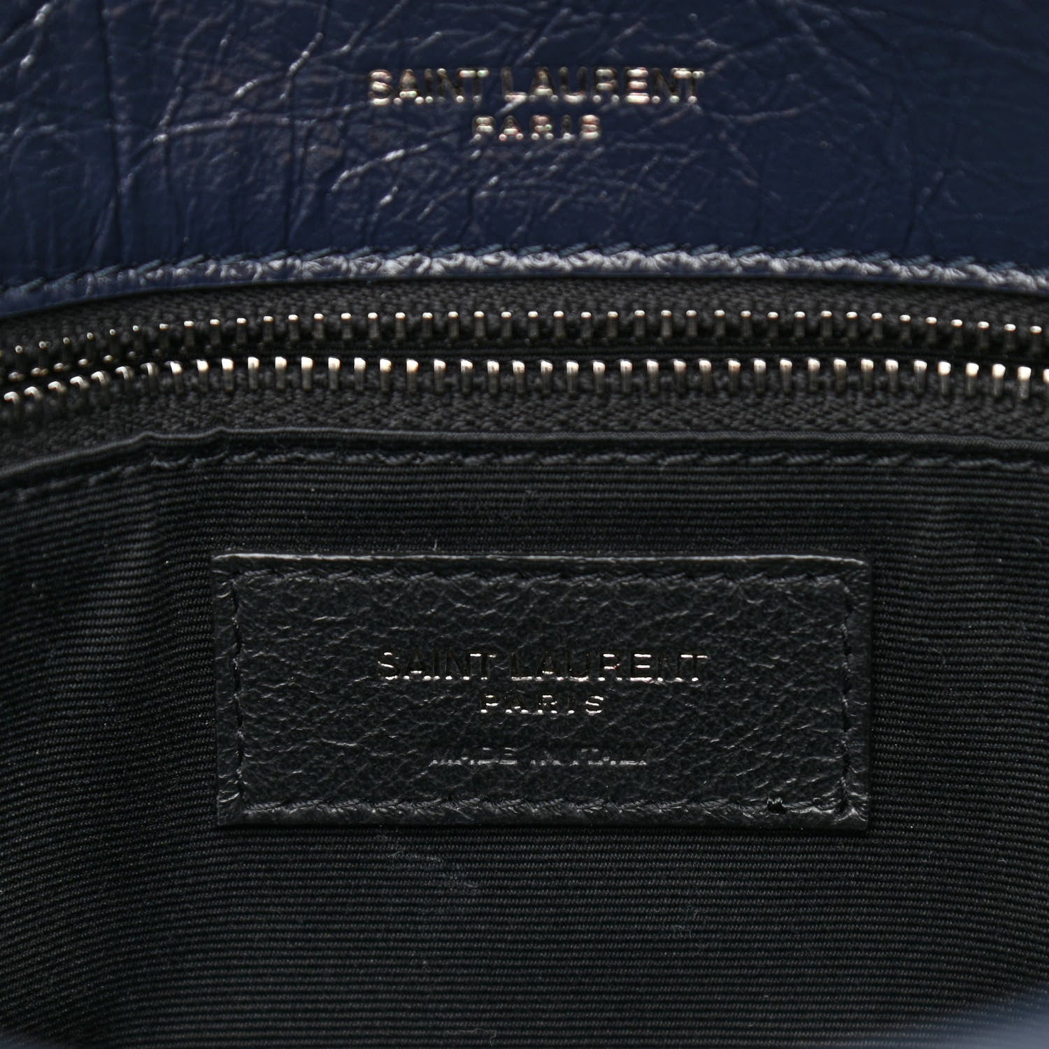 Saint Laurent Crinkled Calfskin Matelasse Monogram Medium Niki Chain Satchel Deep Marine 6 of 11