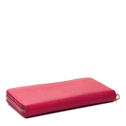 Saint Laurent Calfskin Textured ChYc Zip Around Wallet Fuchsia 4 of 9