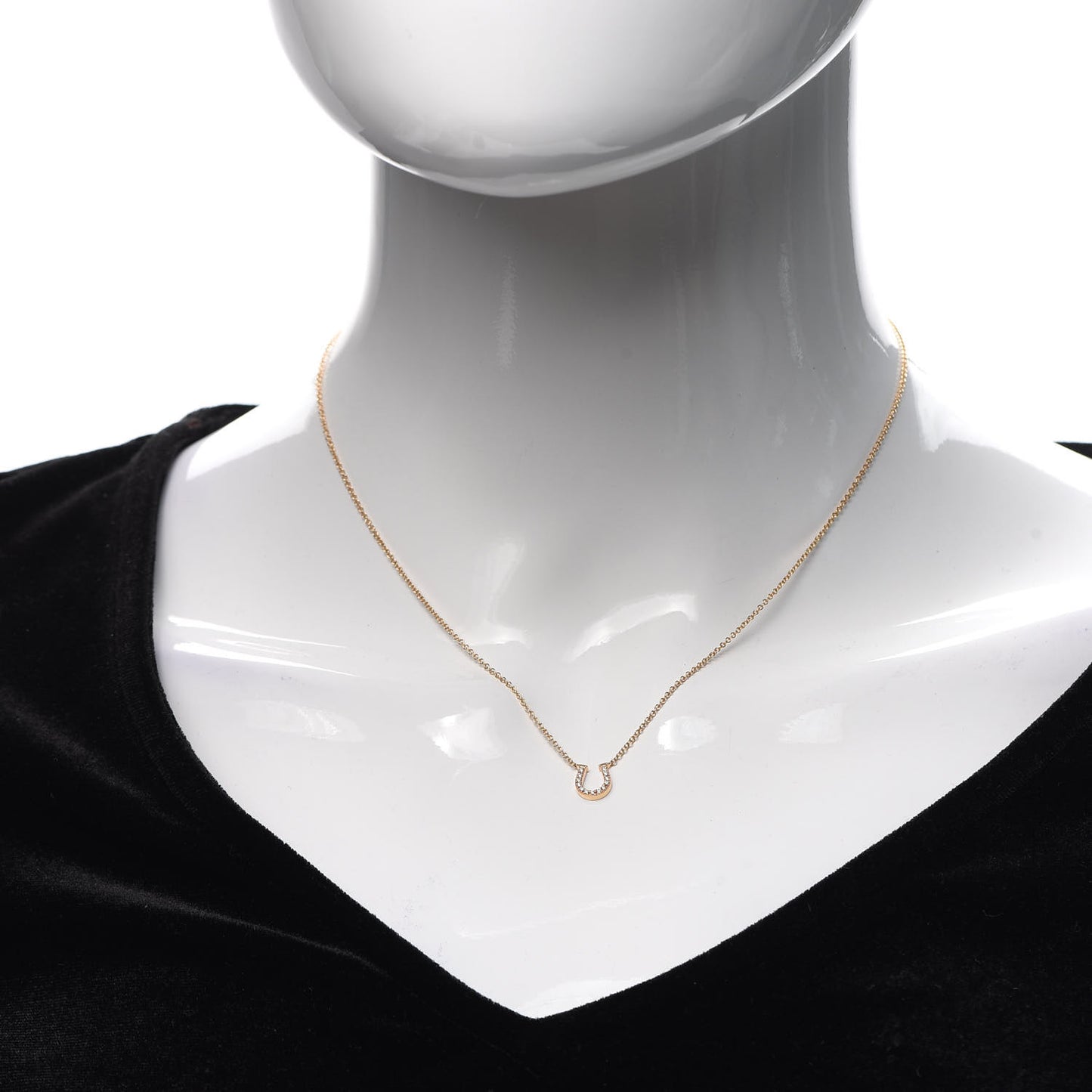 18K Rose Gold Diamond Mini Metro Horseshoe Pendant Necklace