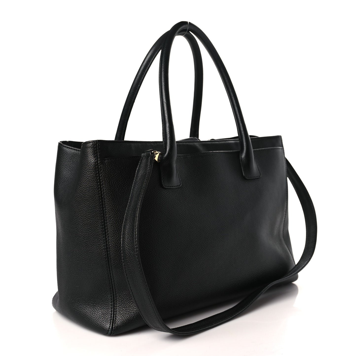 Calfskin Cerf Executive Shopper Tote Black